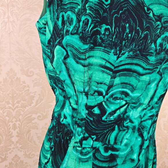MICHAEL Michael Kors Size 4 Green Black Malachite Look Dress Bodycon Sleeveless - Picture 6 of 14